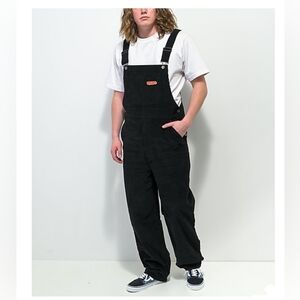 Empyre Loose Fit Black Corduroy Overalls Size Large Unisex